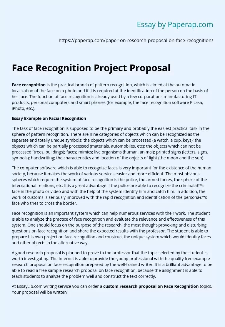 Face Recognition Project Proposal