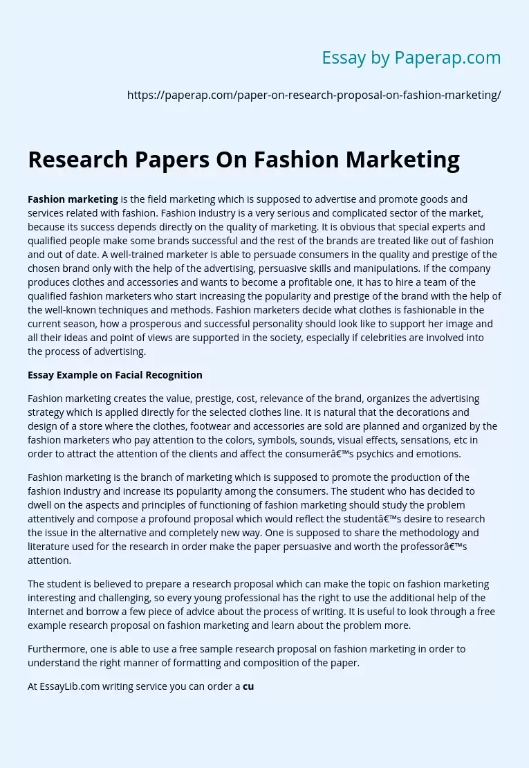 Research Papers On Fashion Marketing