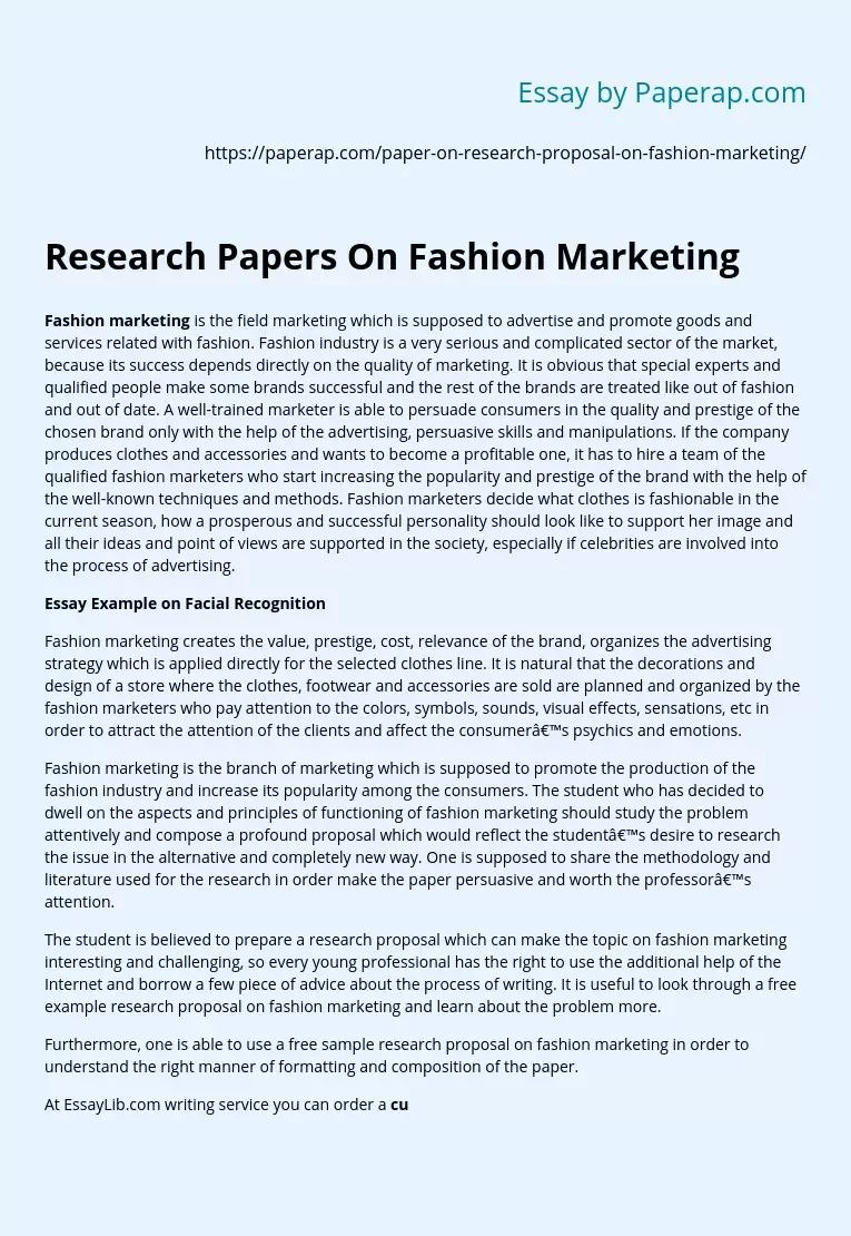 fashion marketing research paper