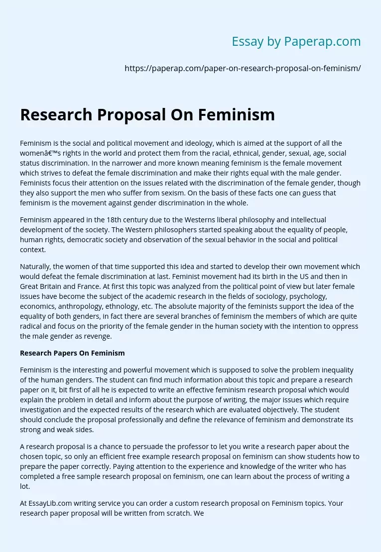 Research Proposal On Feminism