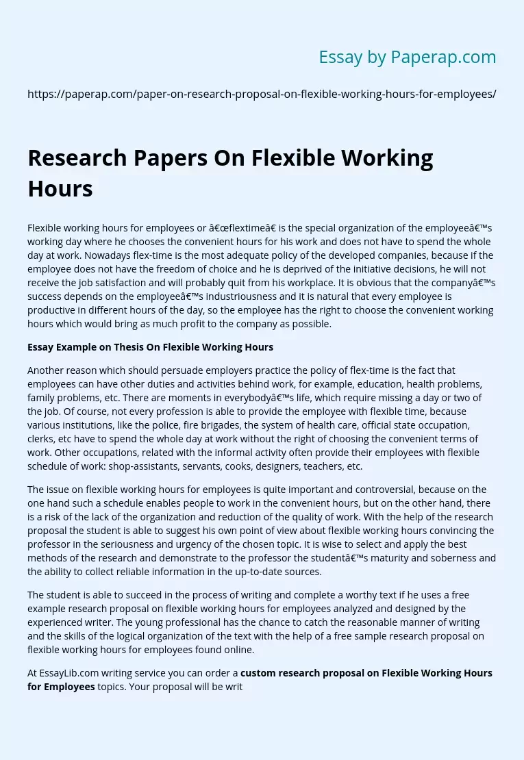 Example on Thesis On Flexible Working Hours