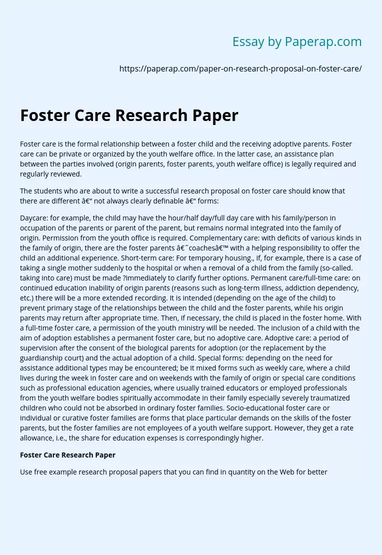 Реферат: Foster Care Parents Essay Research Paper When