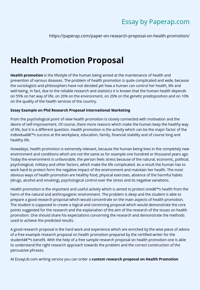 Health Promotion Proposal