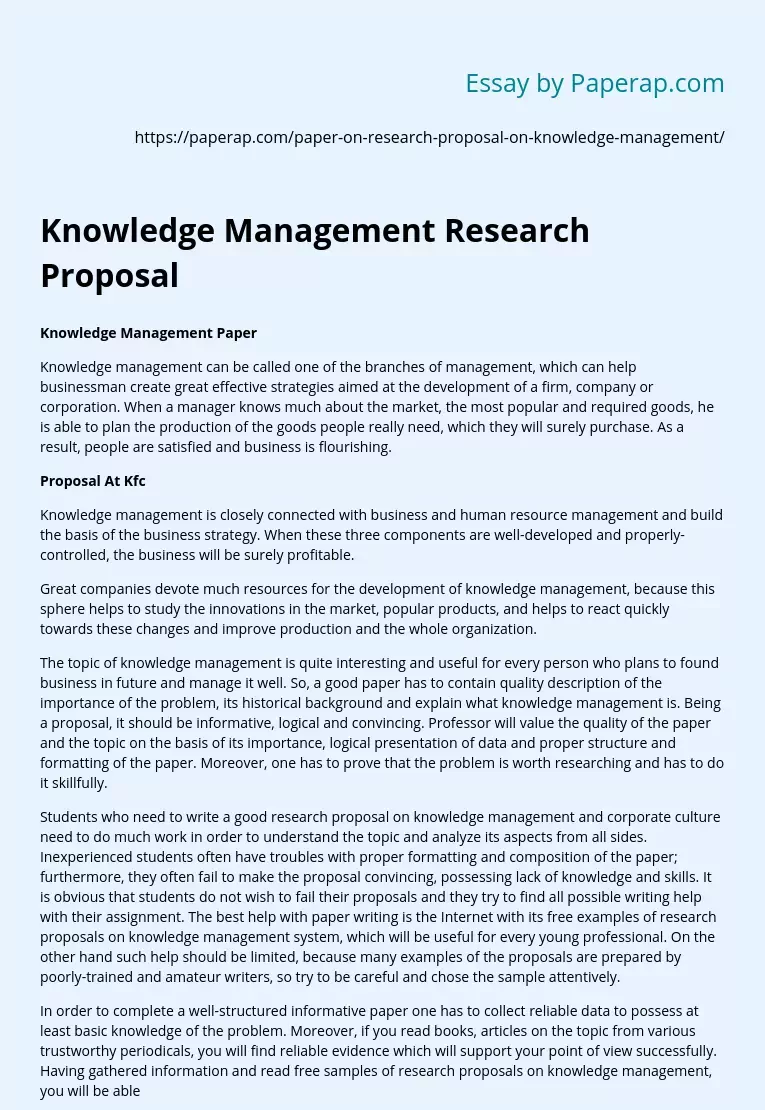 Knowledge Management Research Proposal Example