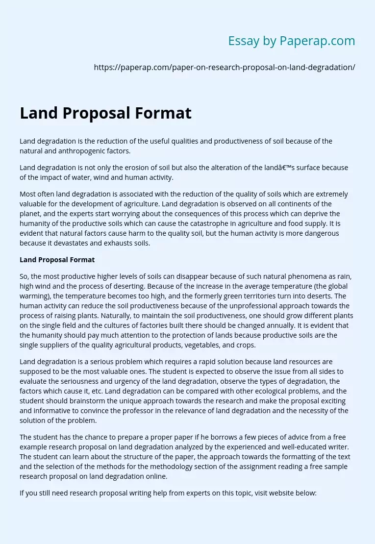 Land Proposal Format