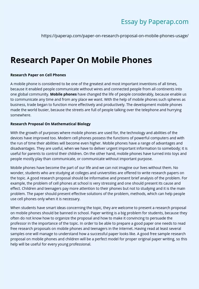 Research Paper On Mobile Phones