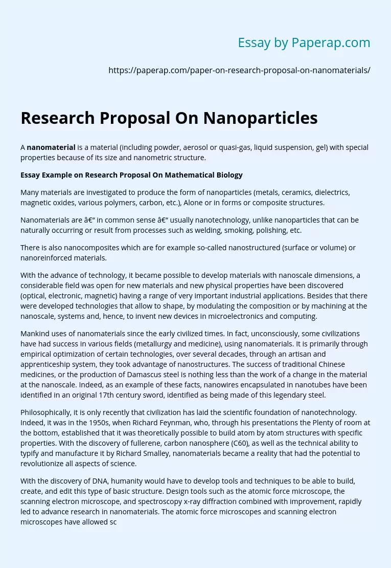Research Proposal On Nanoparticles