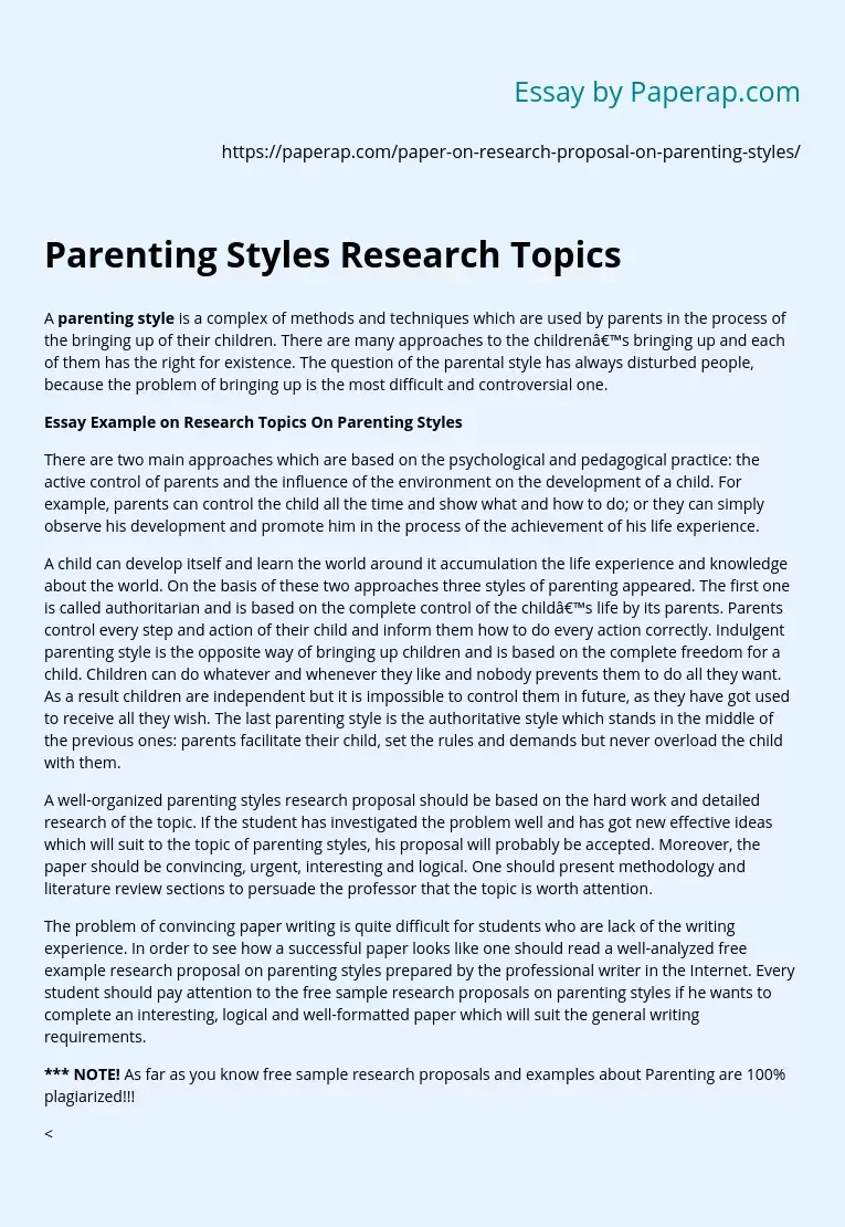 Parenting Styles Research Topics