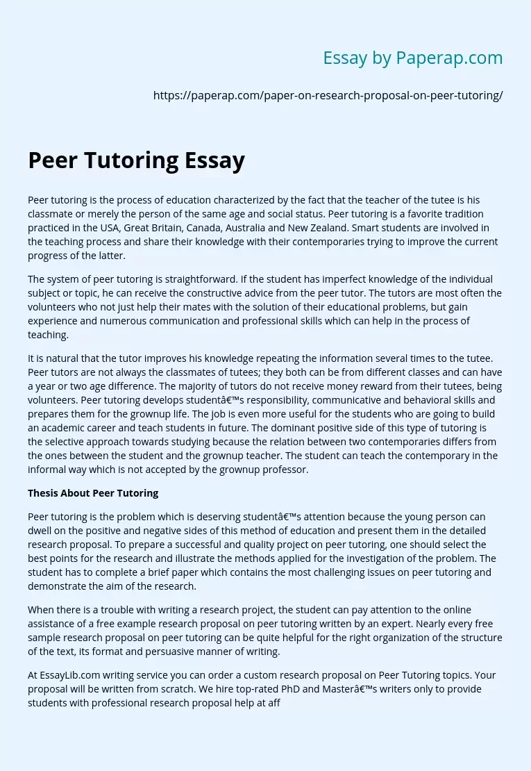 Peer Tutoring Essay