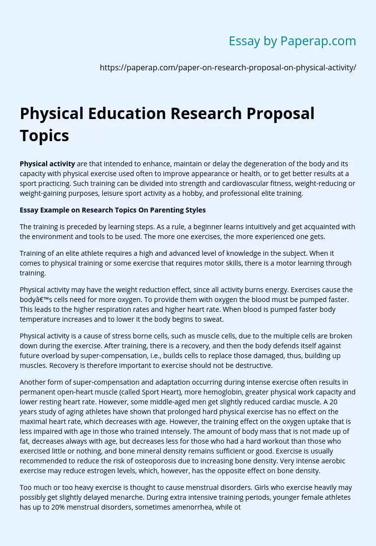 Physical Education Research Proposal Topics