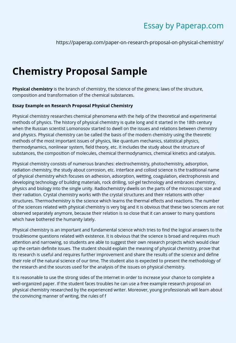 research proposal example inorganic chemistry