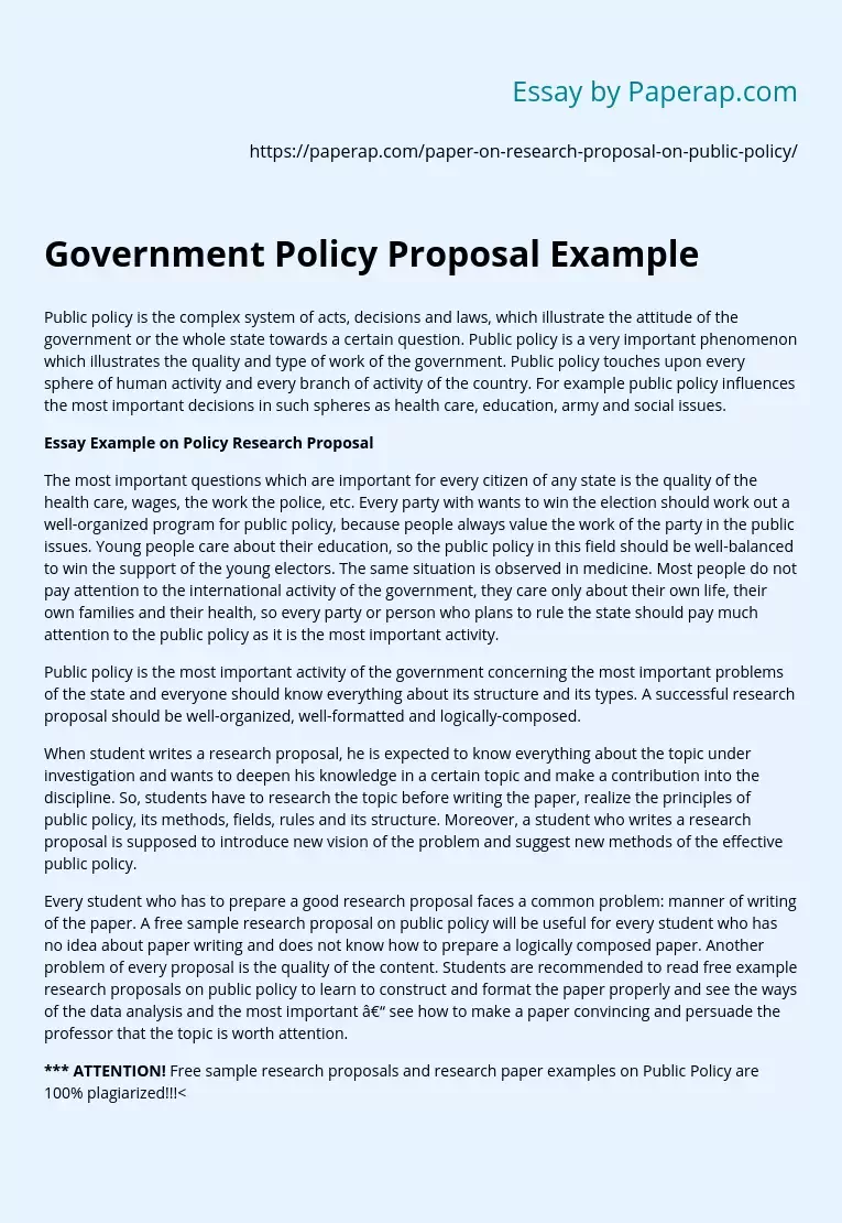 Government Policy Proposal Example