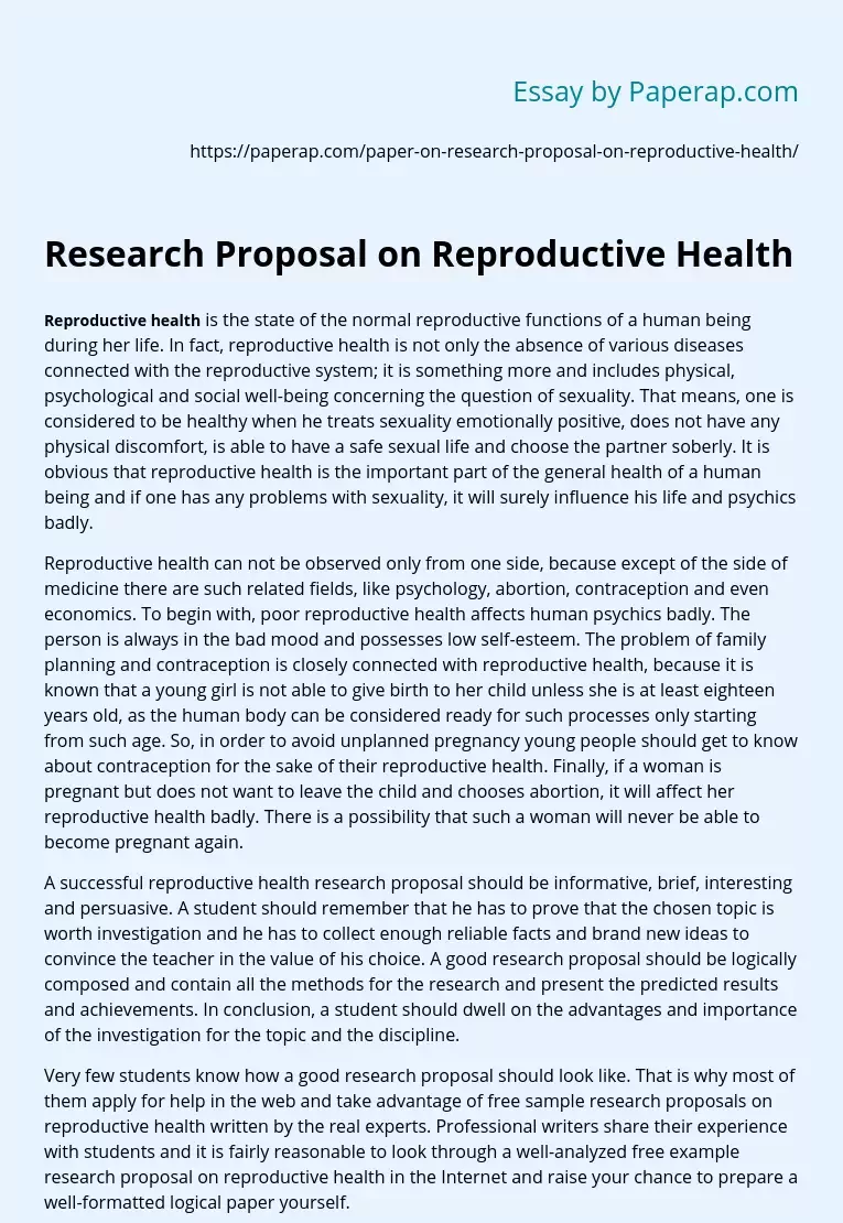 Research Proposal on Reproductive Health
