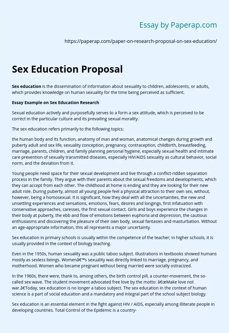 Реферат: Education Of Sex In Schools Essay Research
