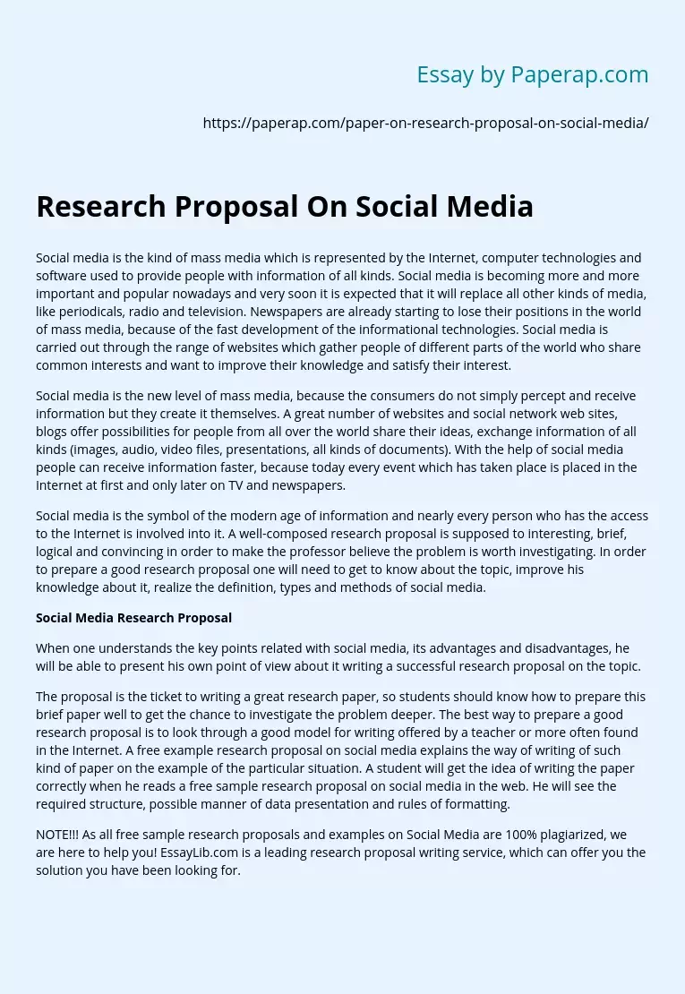 Research Proposal On Social Media