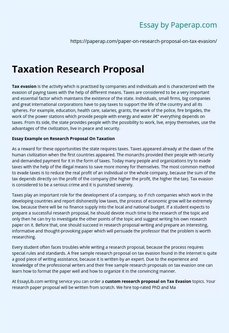 Taxation Research Proposal