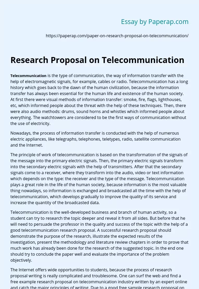 Research Proposal on Telecommunication