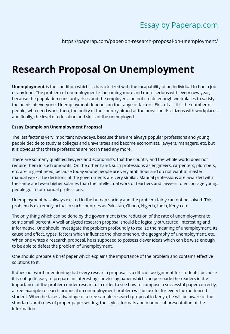 Research Proposal On Unemployment