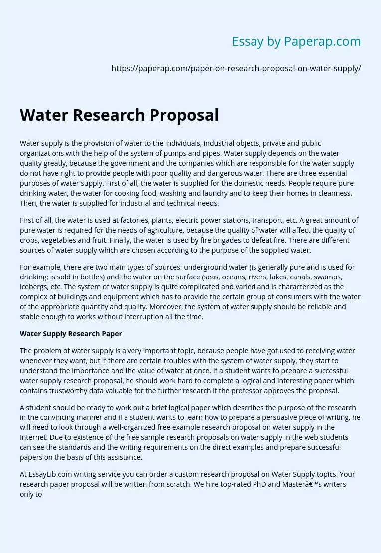 Water Research Proposal
