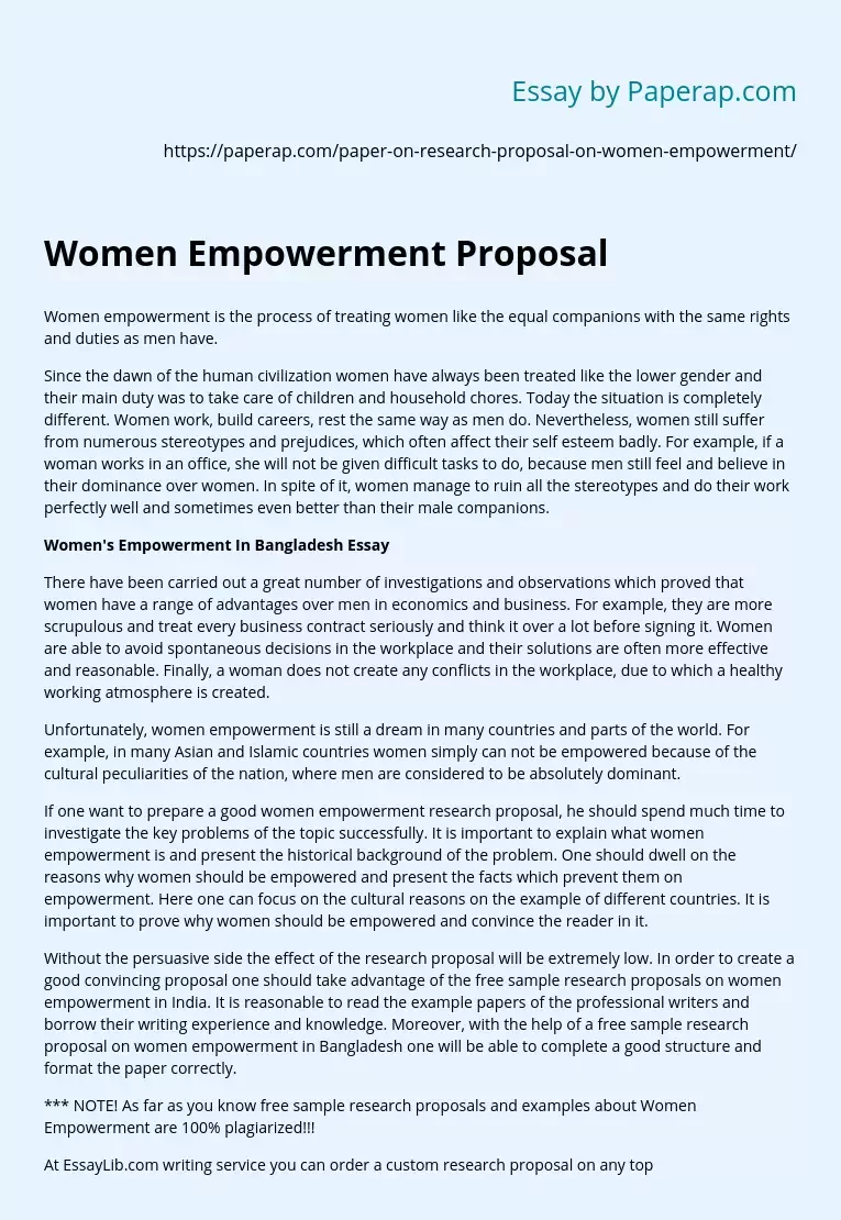 research proposal on women's empowerment