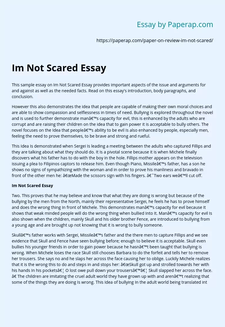 Im Not Scared Essay