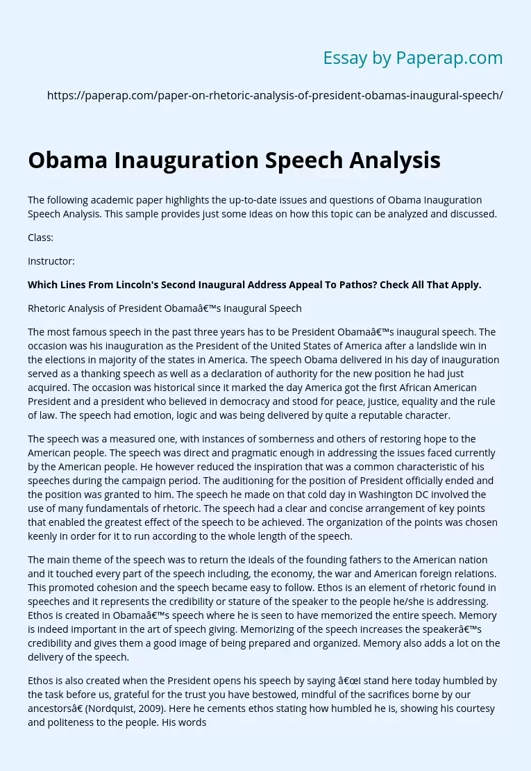 Obama Inauguration Speech Analysis