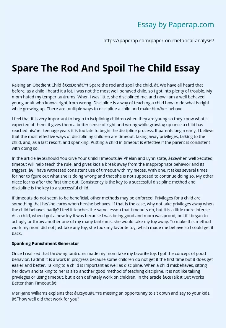 Spare The Rod And Spoil The Child Essay