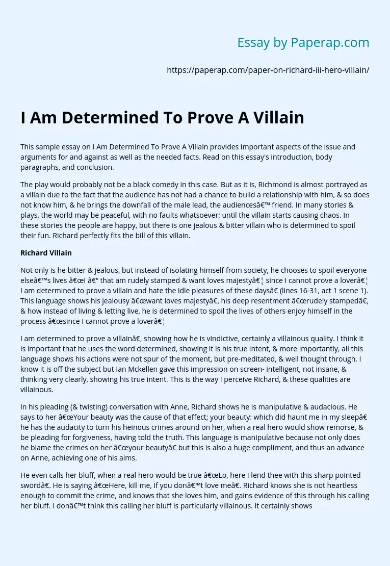 I Am Determined To Prove A Villain