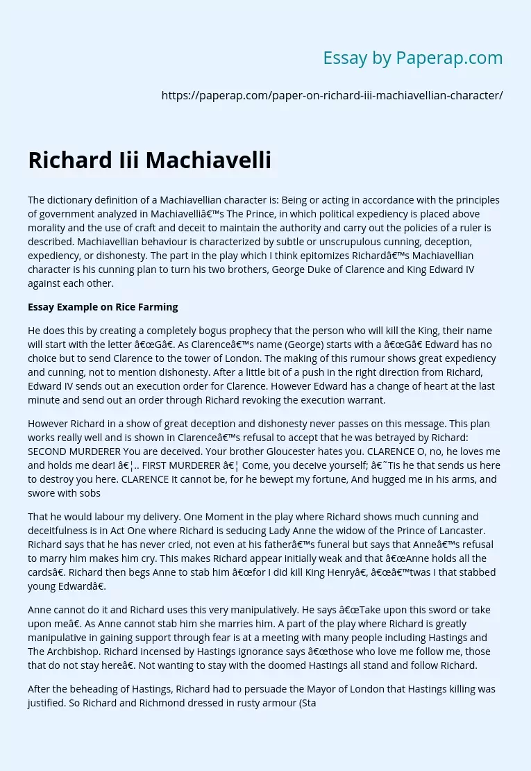 Richard Iii Machiavelli