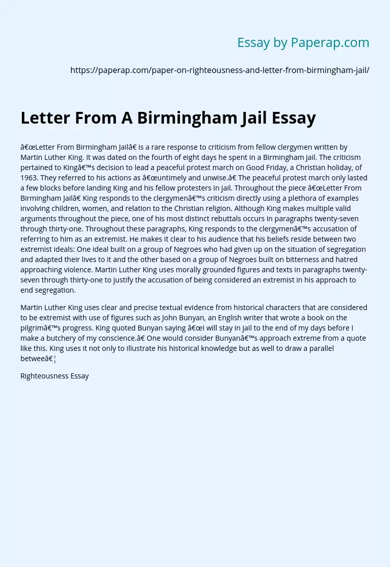 Letter From A Birmingham Jail