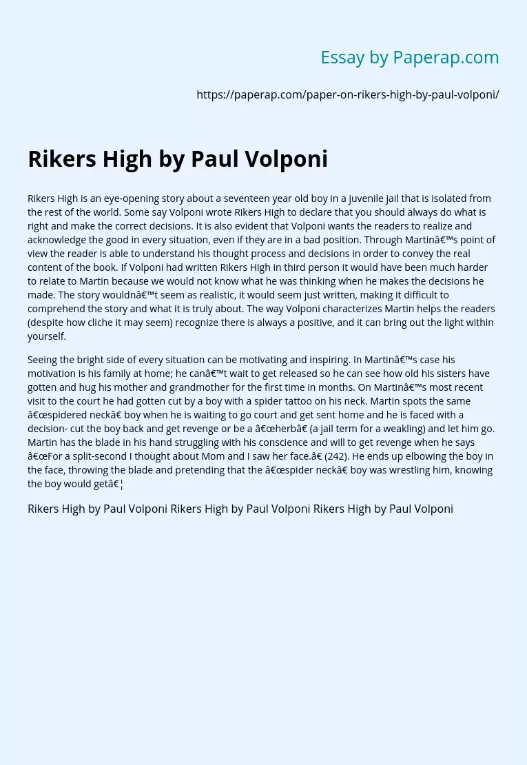 Rikers High by Paul Volponi