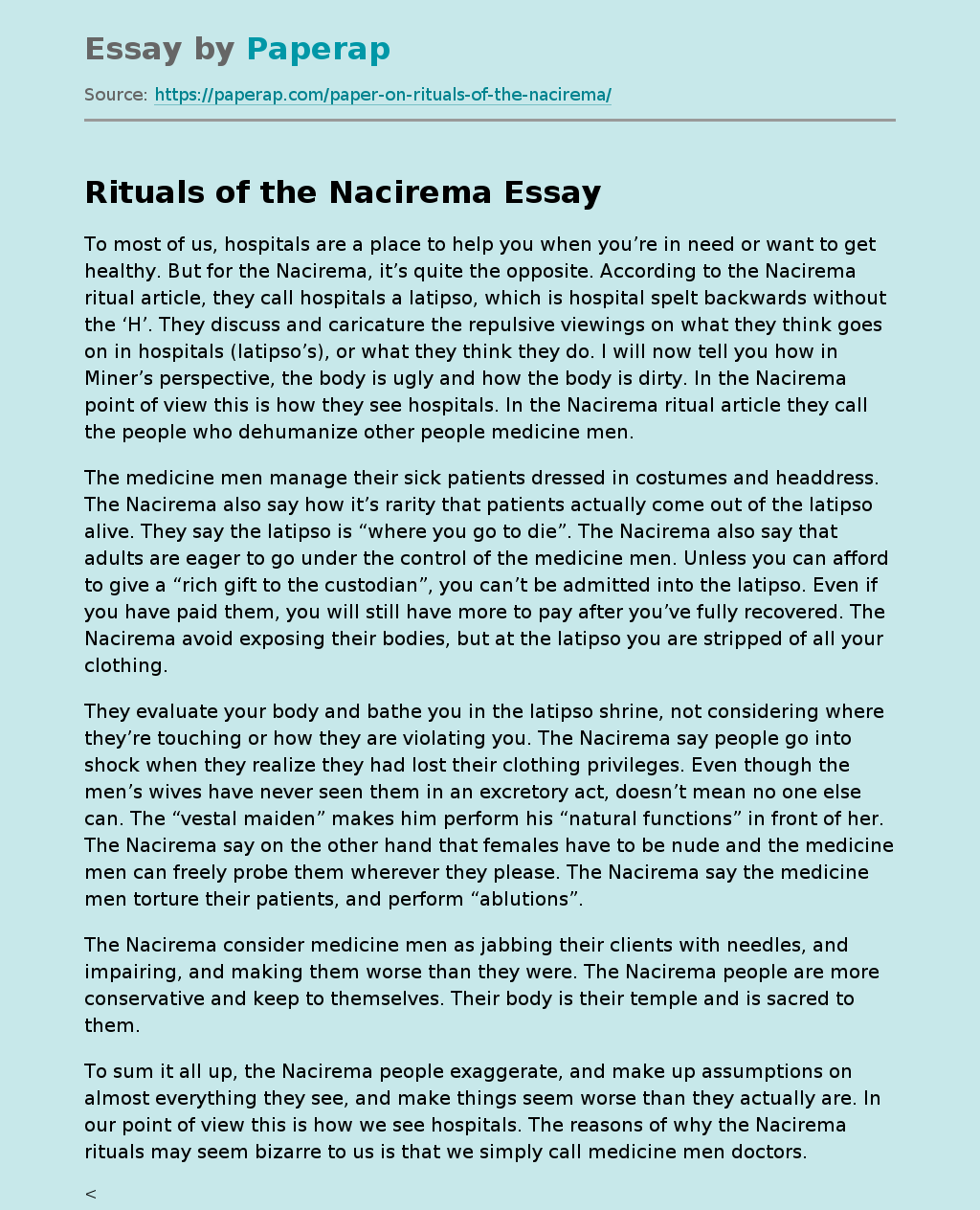 Rituals of the Nacirema