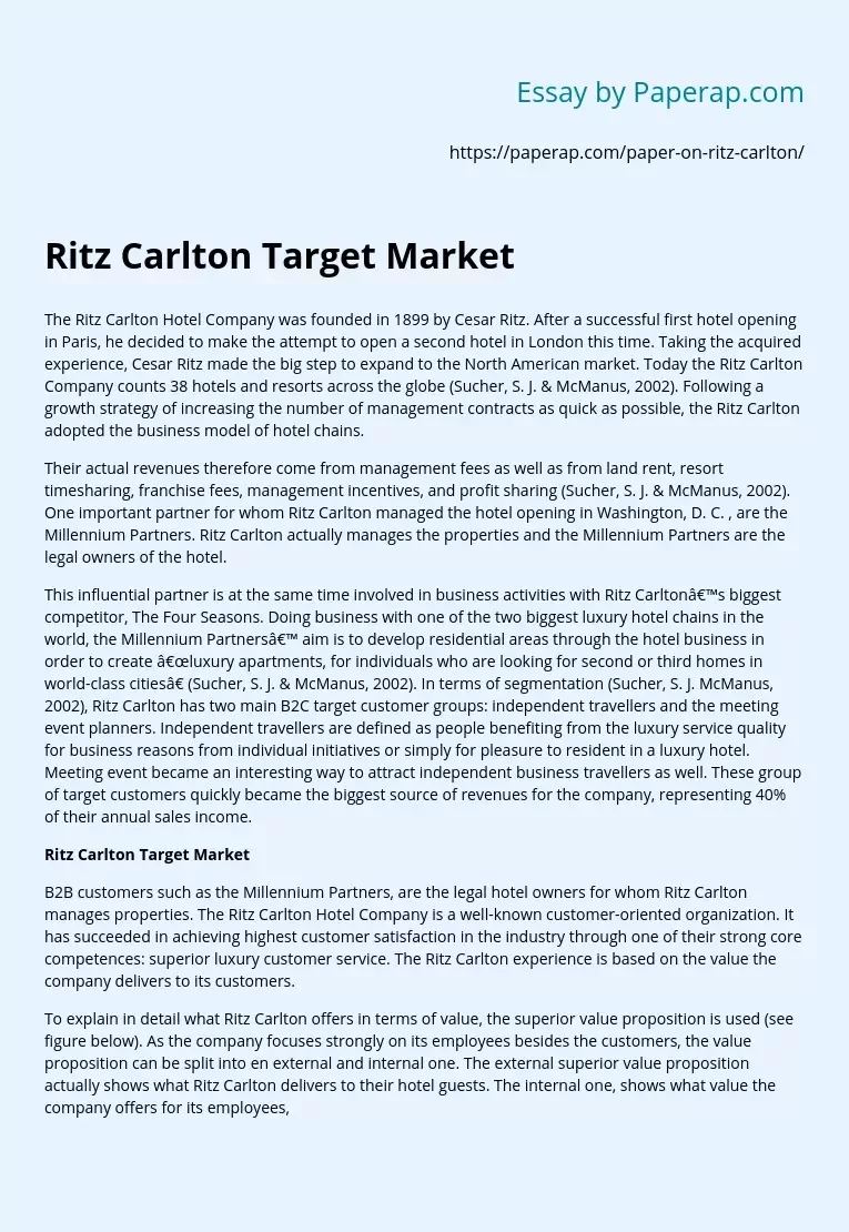 Ritz Carlton Target Market