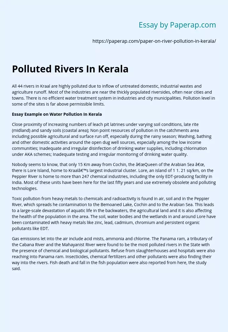 Polluted Rivers In Kerala