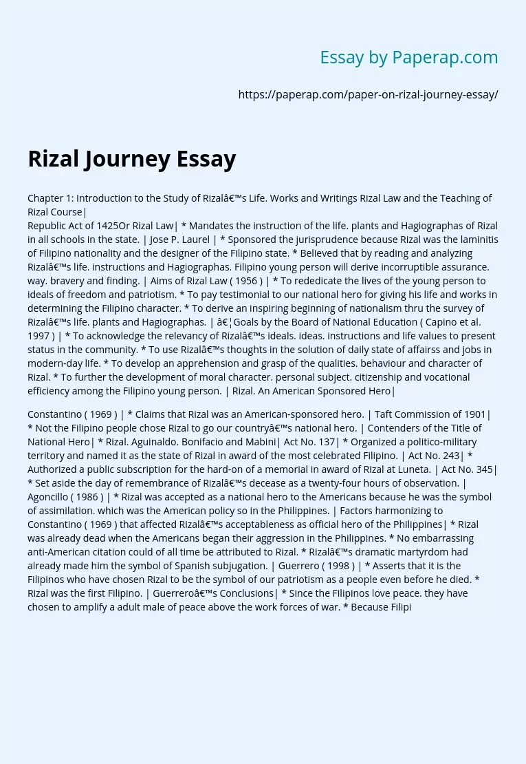 Rizal Journey Essay