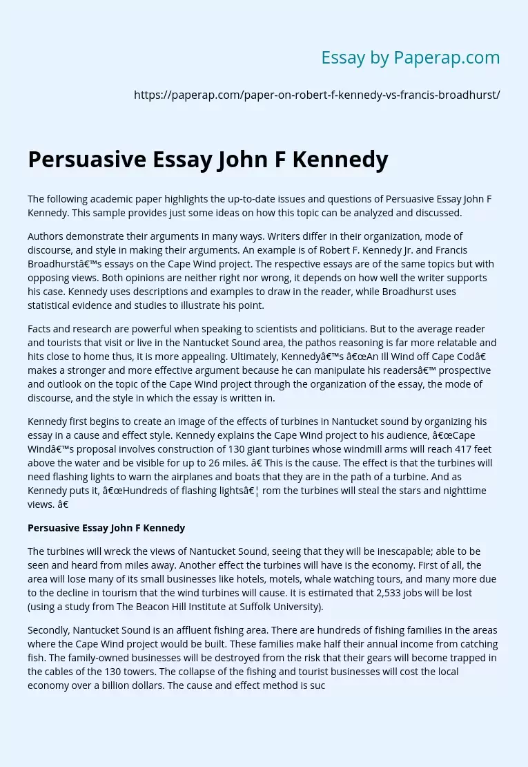 Persuasive Essay John F Kennedy