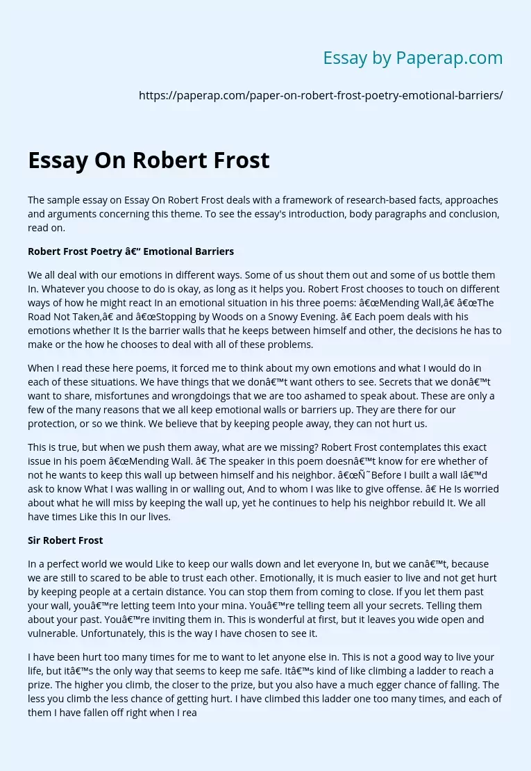 Реферат: Robert Frost Alone In The Dark Essay