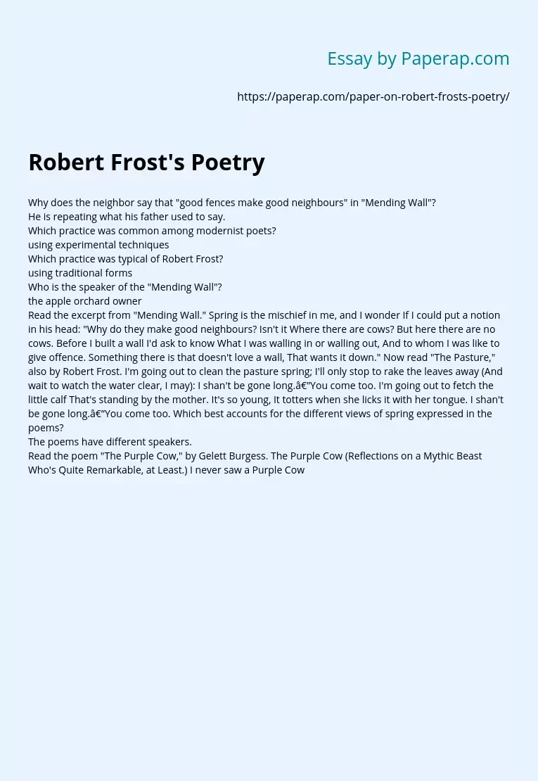 Robert Frost's Poetry