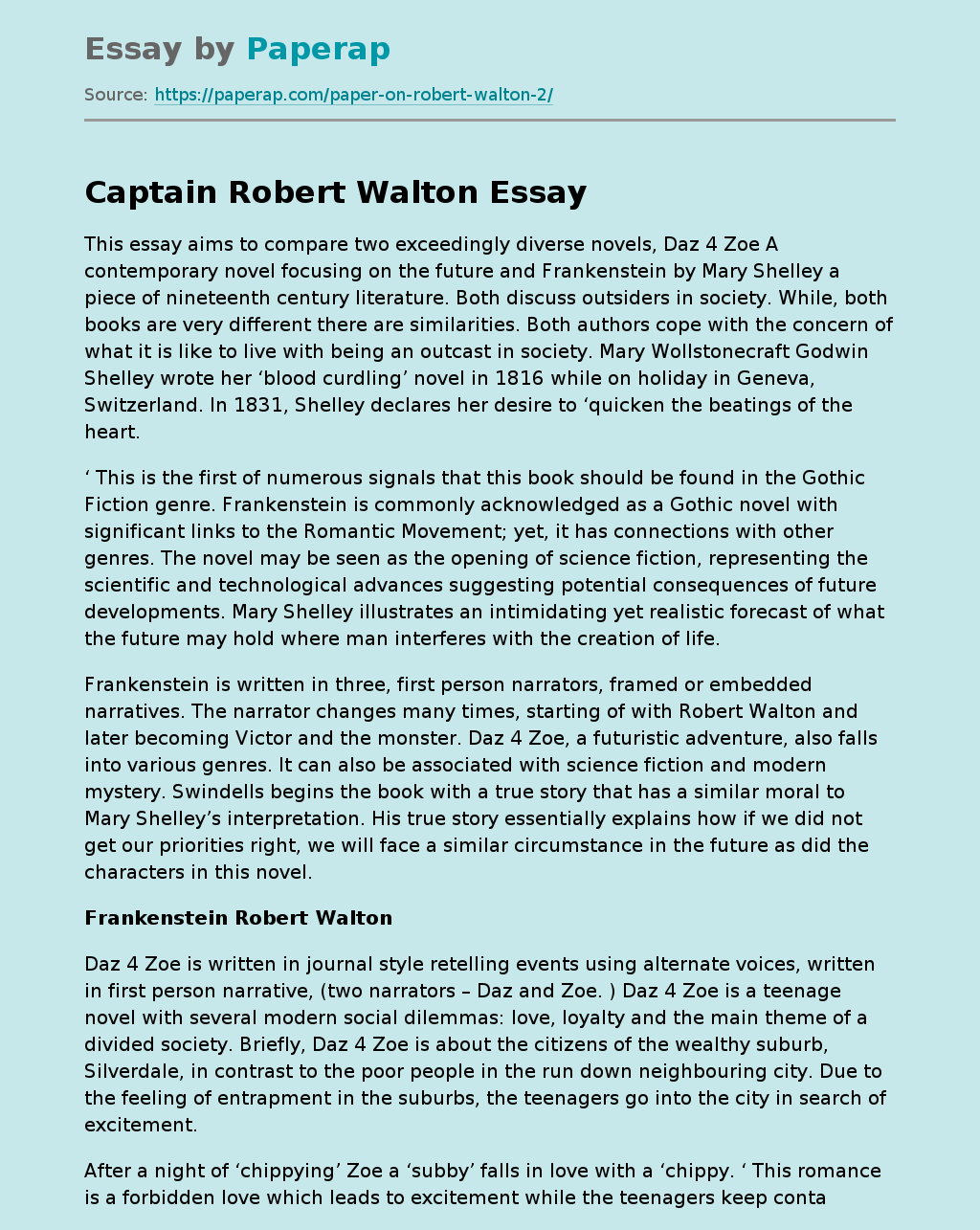 Captain Robert Walton