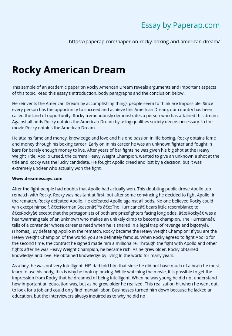 Rocky American Dream