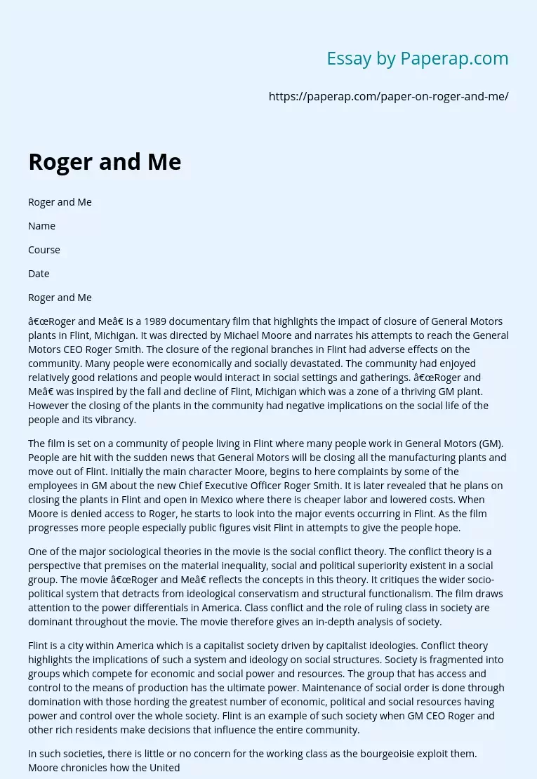 Roger and Me: GM Plant Closures