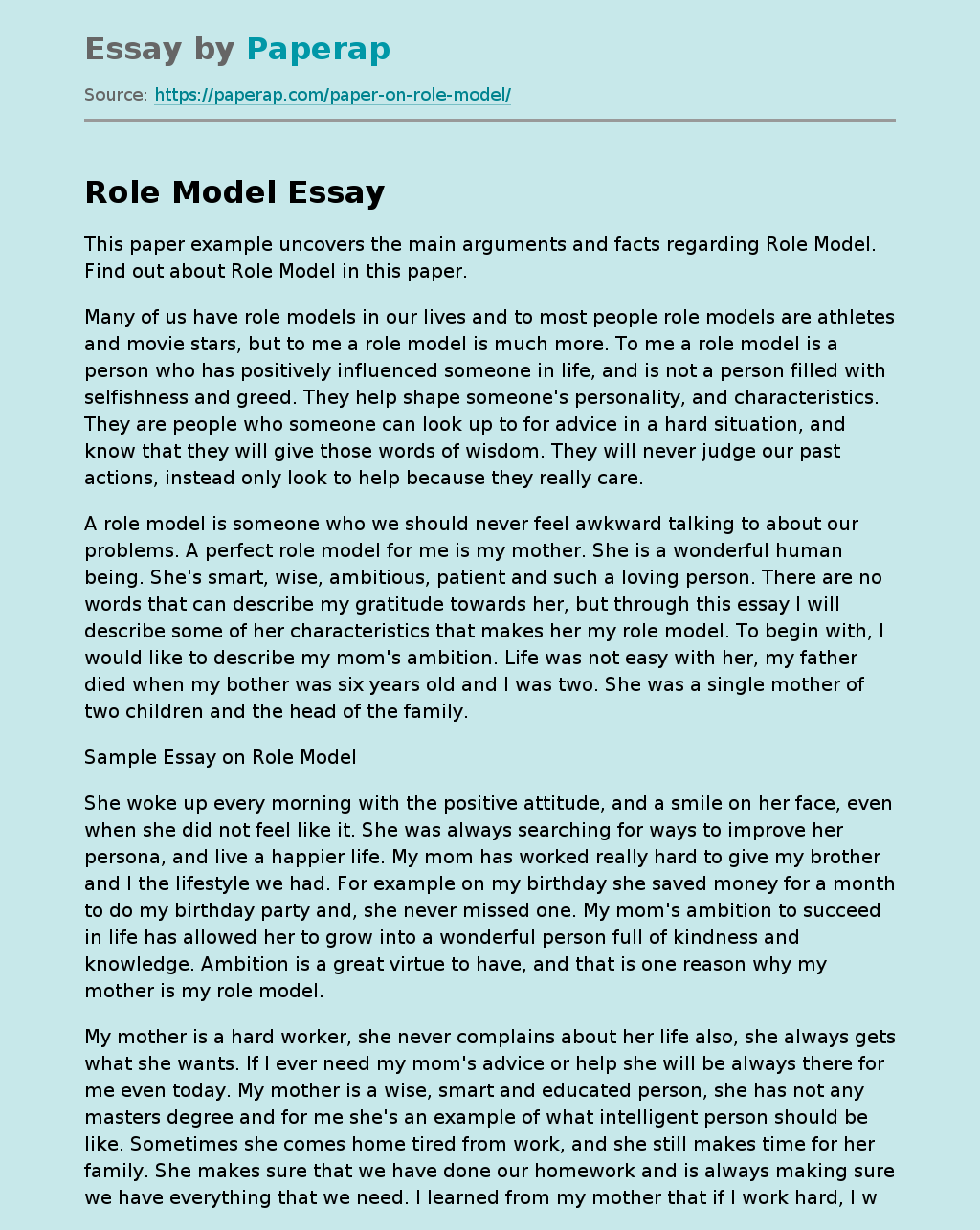 role model essay prompts