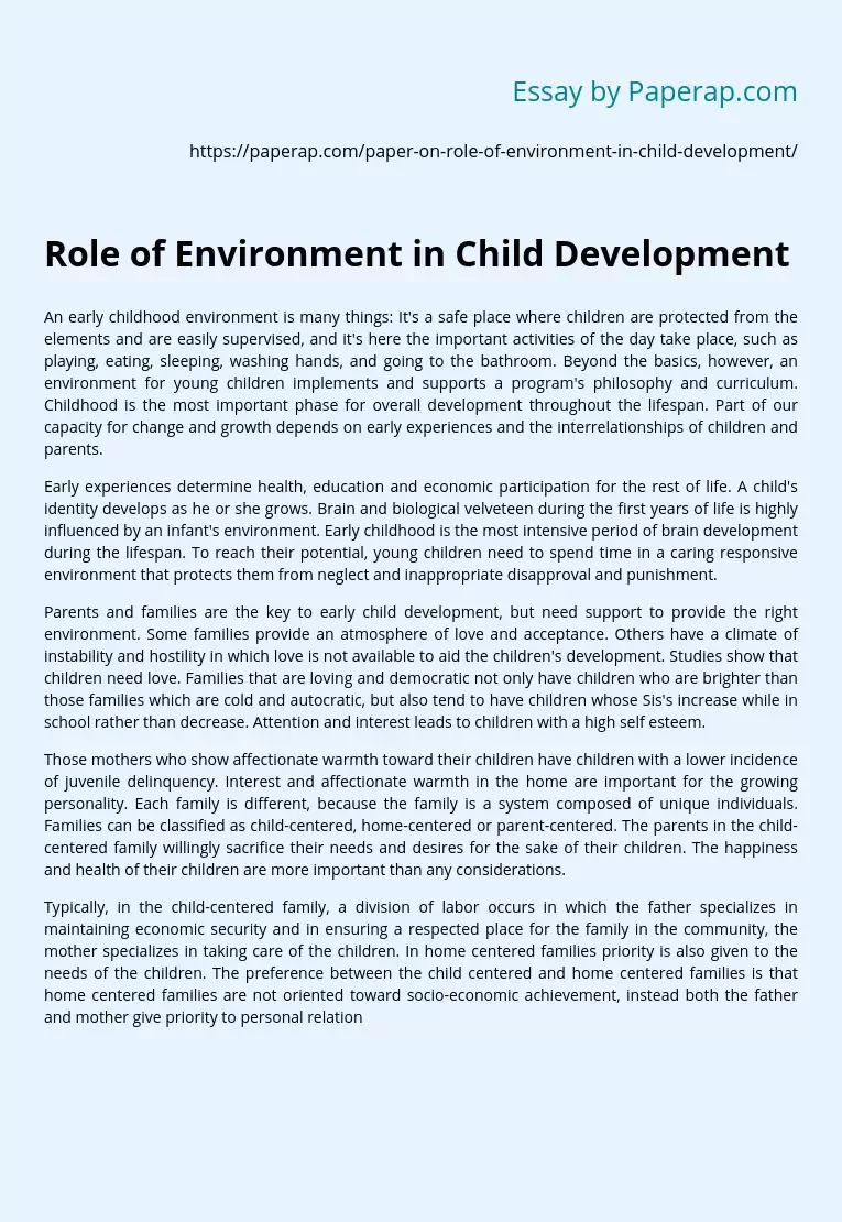 Role of Environment in Child Development