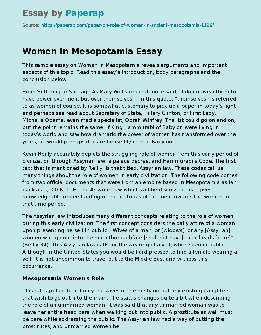 Women In Mesopotamia