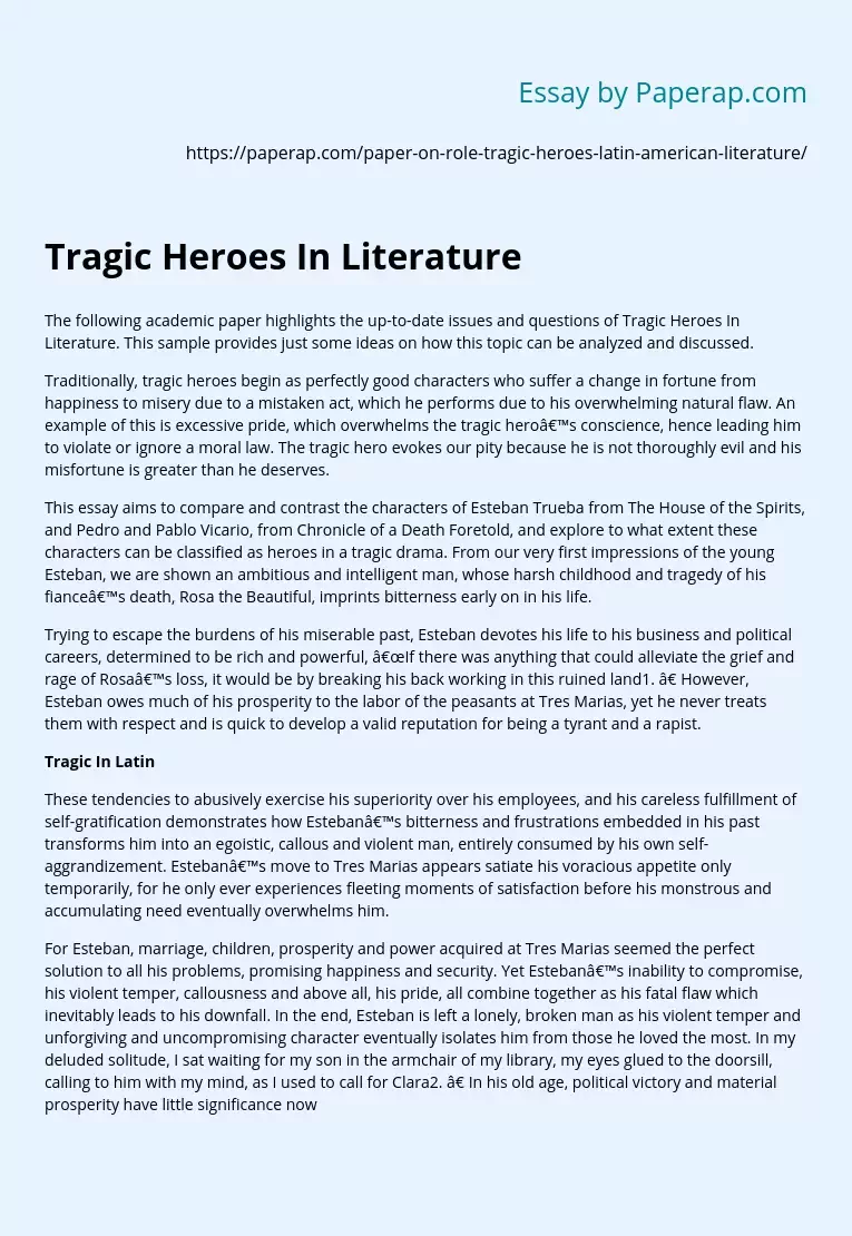 Tragic Heroes In Literature