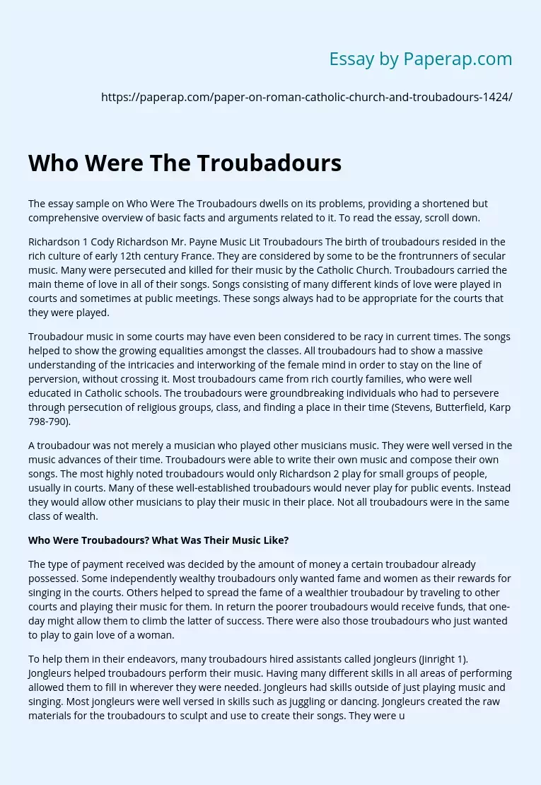 Who Were The Troubadours