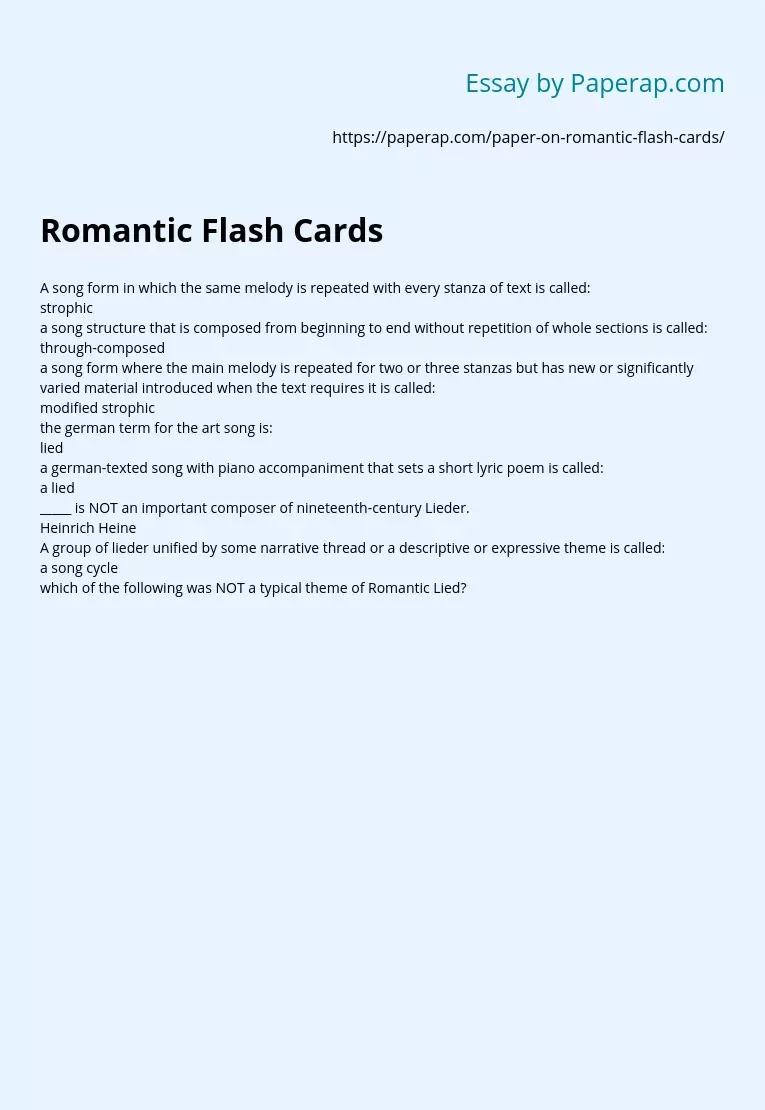 Romantic Flash Cards