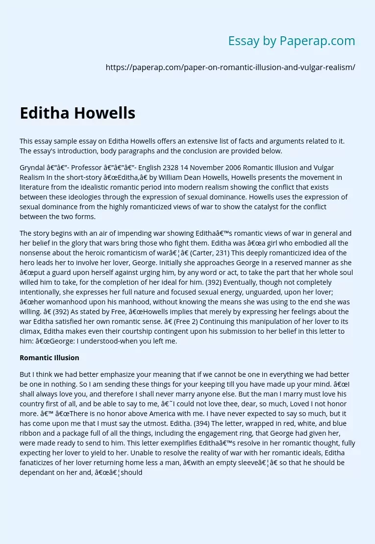 Editha Howells: An Analysis