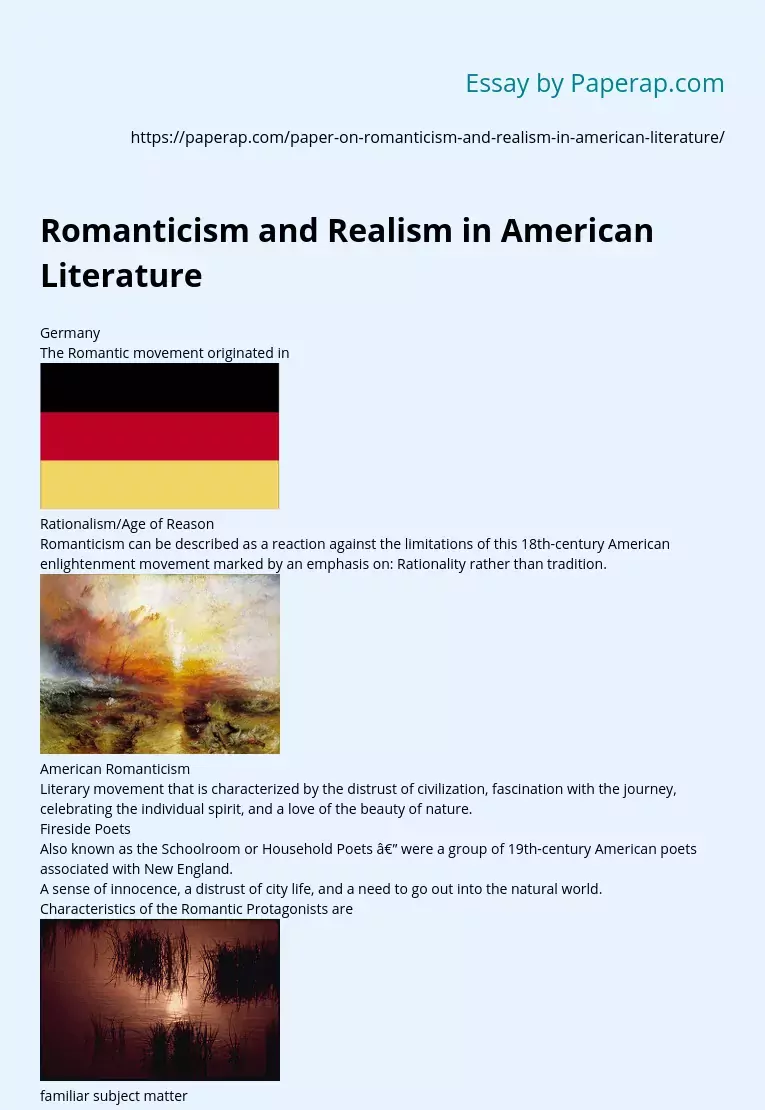 Romanticism and Realism in American Literature