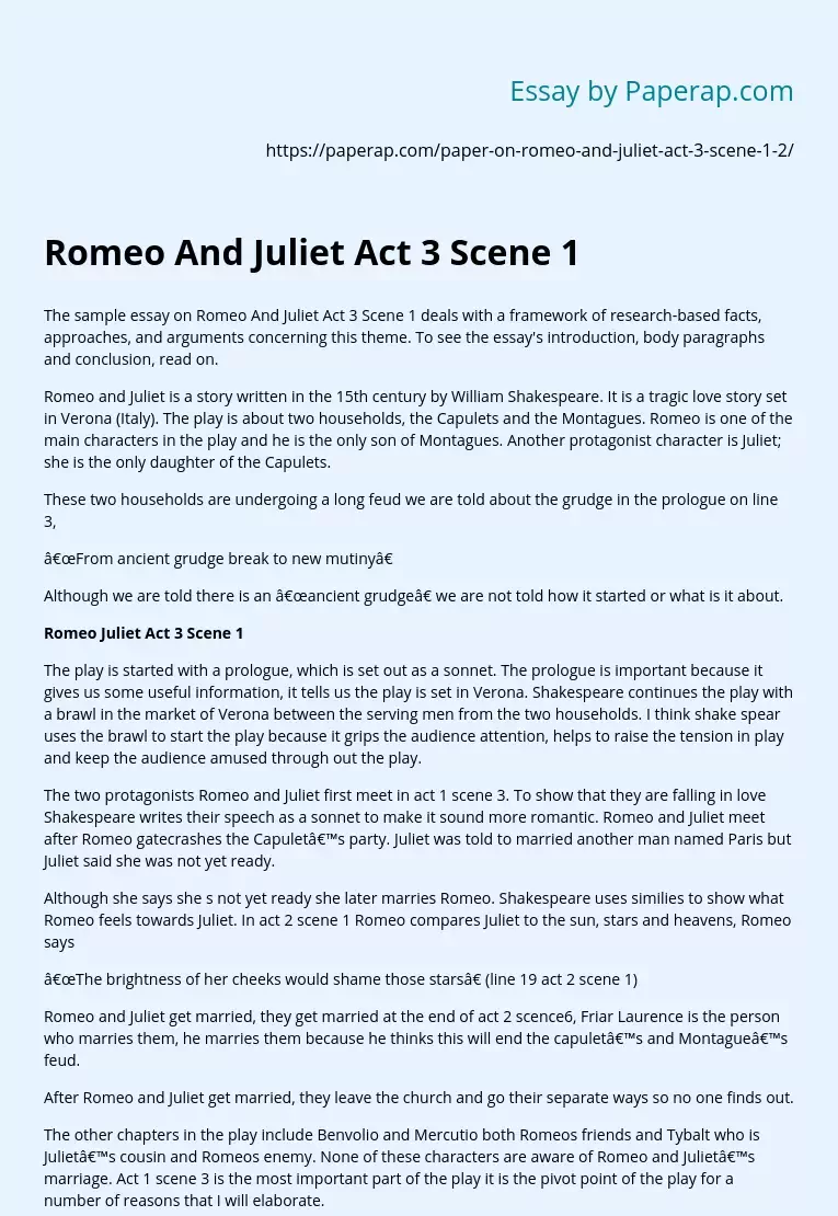 Romeo And Juliet Act 3 Scene 1
